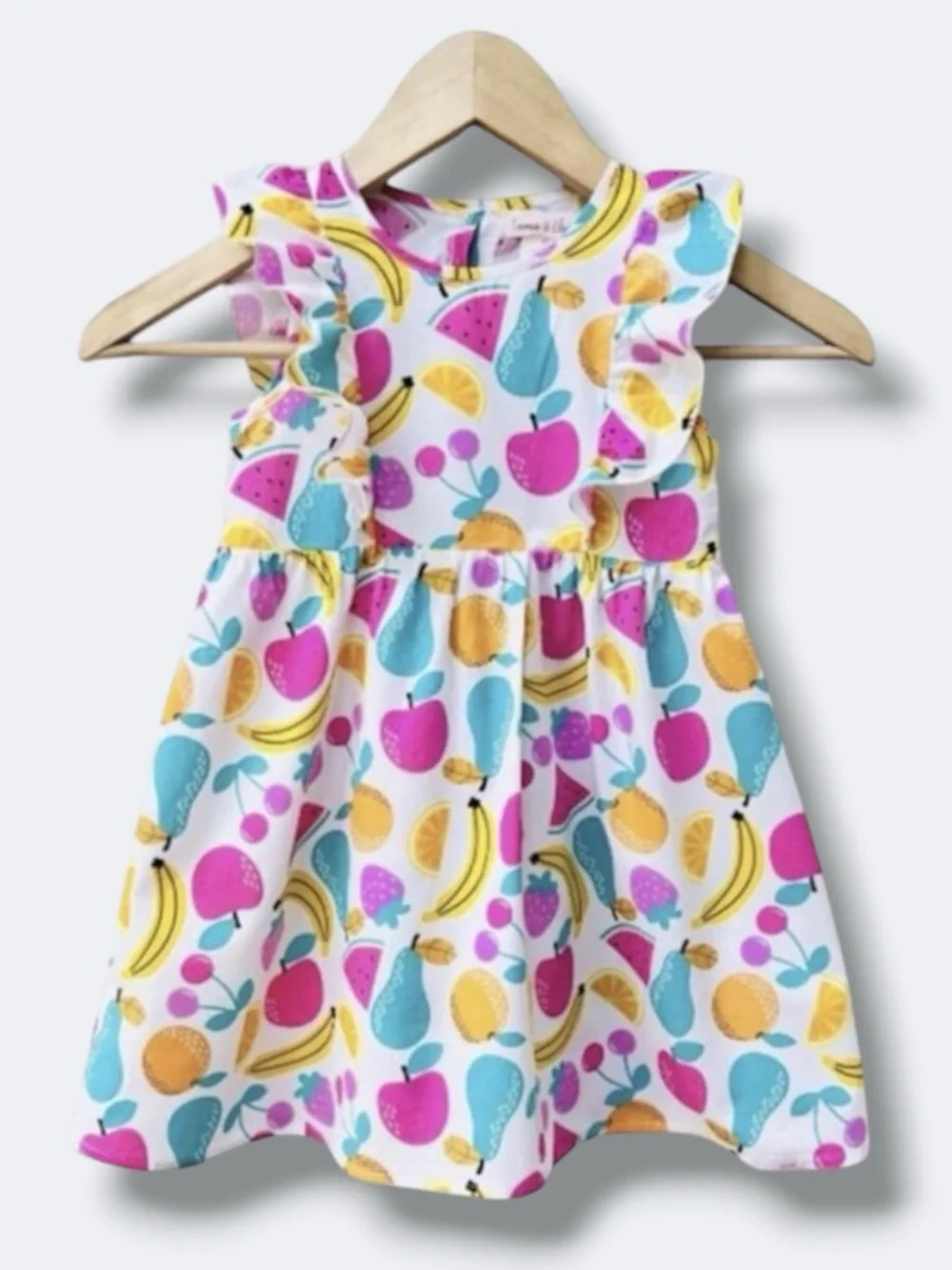 🌵3/$20 Emma & Elsa Girls Fruit Print Ruffle Dress Size 4T Cotton Summer